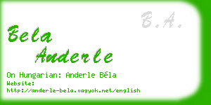 bela anderle business card